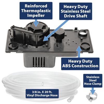 Image showing  1/50 HP Condensate Pump with Safety Switch, 20 ft. Tubing and Stainless Steel Hose Clamp, 97154