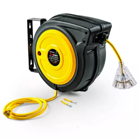 ReelWorks 50 ft Indoor/Outdoor Retractable Extension Cord Reel Cord Reels