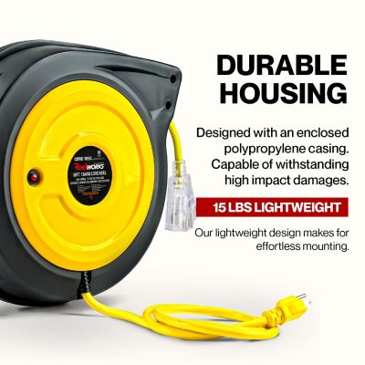 Image showing  50 ft. Indoor/Outdoor Retractable Extension Cord Reel with 3 Outlets