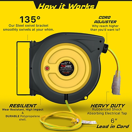 ReelWorks 50 ft. Indoor/Outdoor Retractable Extension Cord Reel at