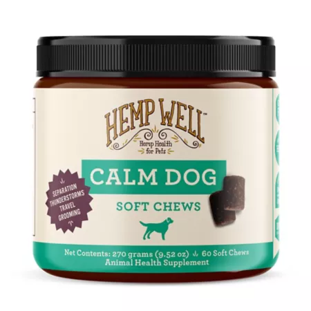 Hemp Well Soft Chewable Calming Supplement Treats for Dogs 60 ct Dog Anxiety Supplements