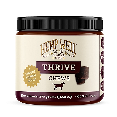 Hemp Well Thrive Soft Chew Skin and Coat Supplement for Dogs, 0.706 lb., 60 ct.