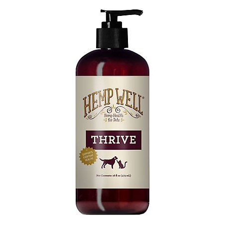 Hemp Well Thrive Oil Hip and Joint Supplement for Dogs and Cats, 16 oz.
