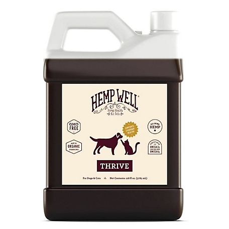 Hemp Well Thrive Oil Skin and Coat Supplement for Dogs and Cats, 1 gal.