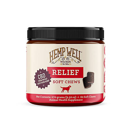 Hemp Well Hemp Relief Soft Chew Hip and Joint and Calming Supplement Treats for Dogs, 60 ct.