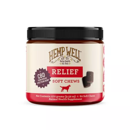 Hemp Well Hemp Relief Soft Chewable Hip and Joint and Calming Supplement Treats for Dogs 60 ct Dog Anxiety Supplements