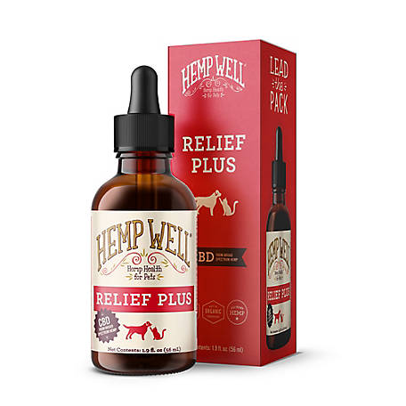 Hemp Well Hemp Relief Plus Oil Aches, Discomfort, Hip and Joint Supplement for Dogs and Cats, 2 oz.