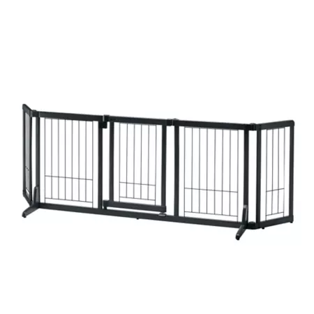 Richell Premium Plus Mini Wood Pet Gate 24 in Wide 55 in to 72 in Width Black Pet Gates