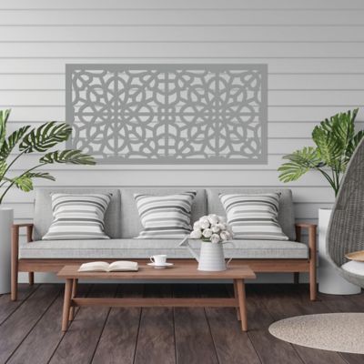 Image showing  2 ft. x 4 ft. Decorative Screen Panel, Fretwork Gray