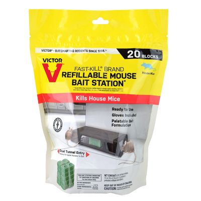 Victor 15 oz. Fast-Kill Refillable Mouse Poison Bait Station, 20 Refills