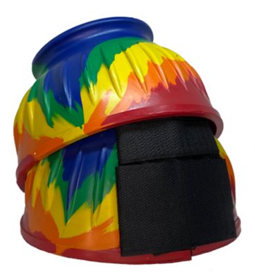 Virginia Saddlery Rubber Ribbed Velcro Bell Boots, Rainbow Tie Dye