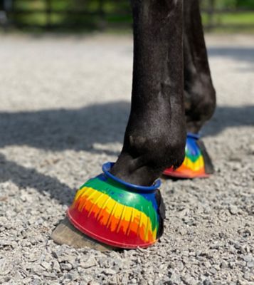 Image showing  Rubber Ribbed Velcro Horse Boots Bell, Rainbow Tie Dye, 2 ct.