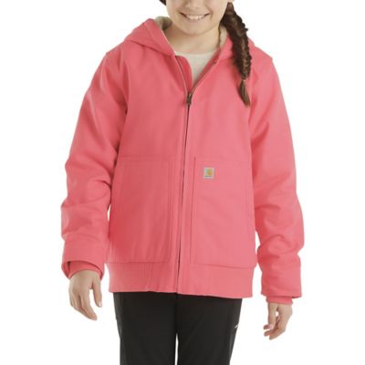 Carhartt Junior Girls' Canvas Full-Zip Hooded Insulated Jacket at