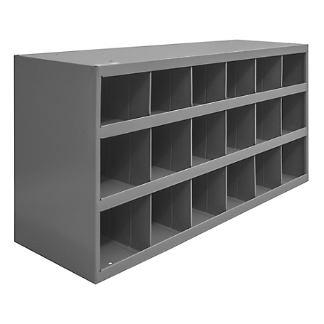 Durham MFG Gray Cold-Rolled Steel 18-Opening Storage Bin with Sloped Shelf Design