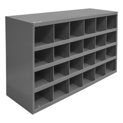 Durham MFG Gray Cold-Rolled Steel 24-Opening Storage Bin with Sloped Shelf Design