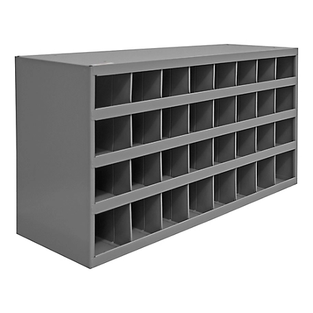 Durham MFG Gray Cold-Rolled Steel 32-Opening Storage Bin with Sloped Shelf Design