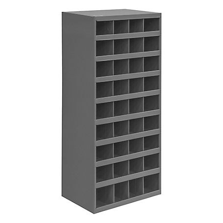 Durham MFG Gray Cold-Rolled Steel 36-Opening Storage Bin with Sloped Shelf Design