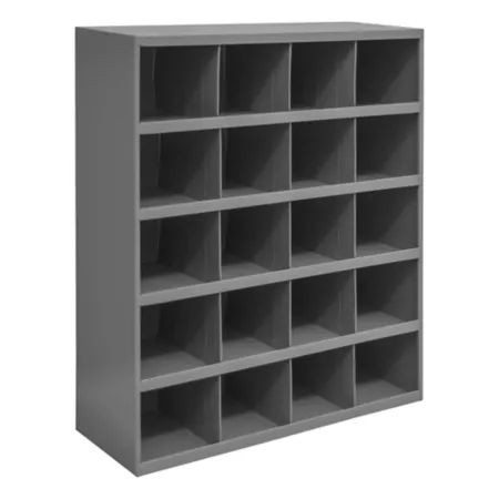 Durham MFG 20-Opening Cold-Rolled Steel Storage Bin with Slanted Shelf 12 in Gray Utility Carts