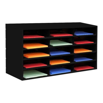 Durham MFG Horizontal Literature Rack, 15 Openings, Black