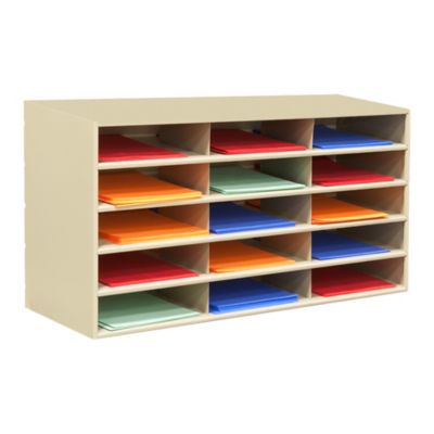 Durham MFG Horizontal Literature Rack, 15 Openings, Tan