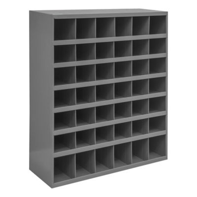 Durham MFG Gray Cold-Rolled Steel 42-Opening Storage Bin with Sloped Shelf Design