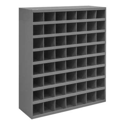Durham MFG Gray Cold-Rolled Steel 56-Opening Storage Bin with Sloped Shelf Design