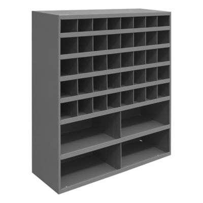 Durham MFG Gray Cold-Rolled Steel 44-Opening Storage Bin with Sloped Shelf Design
