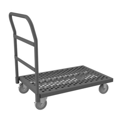 Durham MFG 12 Gauge Steel Perforated Platform Truck, 24 in. x 36 in., Lips Down, 5 in. Wheels