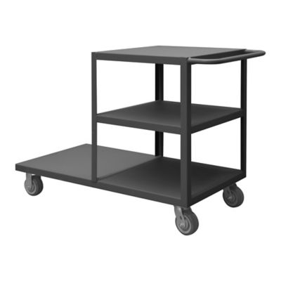 Image showing 2 th Durham MFG 12 Gauge Steel Multi-Level Platform Truck, 24 in. x 48 in., 3 Shelves