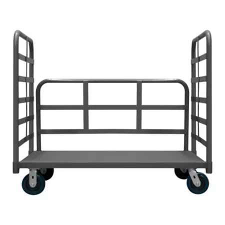 Durham MFG 12 Gauge Steel Platform Cart 3 600 lb Capacity 24 in x 48 in 3 Sides 6 in Polyurethane Platform Trucks