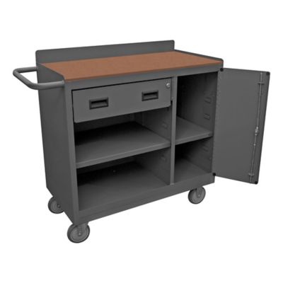 Durham MFG Mobile Bench Cabinet, 36 in., Hard Board Top, 3 Shelves