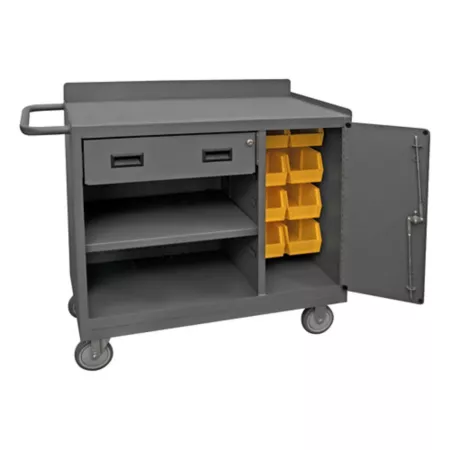 Durham MFG Mobile Bench Cabinet 36-in 8 Yellow Bins Work Benches