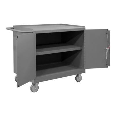 Durham MFG Mobile Bench Cabinet, 24 in. x 36 in., Steel Top, 1 Shelf, 2 Doors