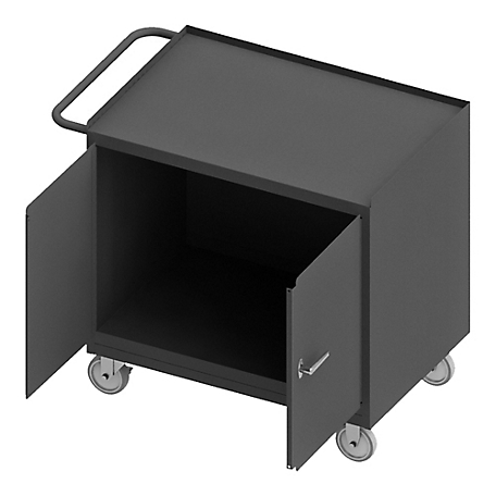 Durham MFG Mobile Bench Cabinet, Steel Top, 2 Doors