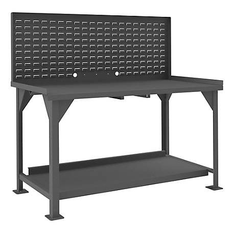 Durham MFG Heavy-Duty Workbench with Back/End Stops and Louvered Panel, 30 in. x 60 in. x 58 in.