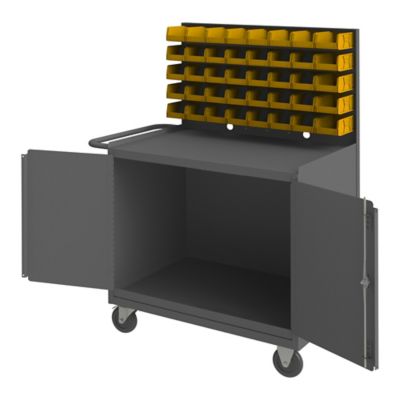 Durham MFG Mobile Workstation, Louvered Panel, Bins