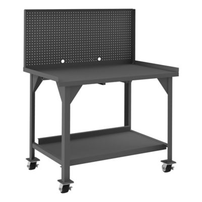 Durham MFG Heavy-Duty Mobile Workbench with Pegboard, 30 in. x 48 in. x 40 in.