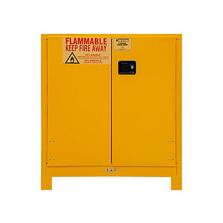 Durham MFG 30 gal. Flammable Safety Cabinet with 2 Manual Doors and Legs, Yellow