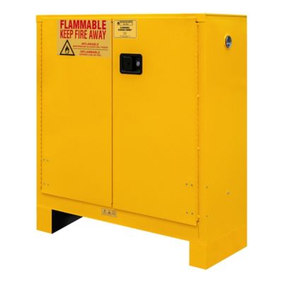 Image showing  18 in. x 50 in. 30 gal. Flammable Safety Cabinet with 2 Manual Doors and Legs, Yellow