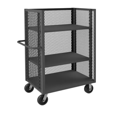 Durham MFG 3-Sided Mesh Truck 2 000 lb Capacity 30 in x 48 in 2 Adjustable Shelves Platform Trucks