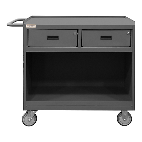 Durham MFG Mobile Bench Cabinet, 24 in. x 36 in., Steel Top, 2 Drawer