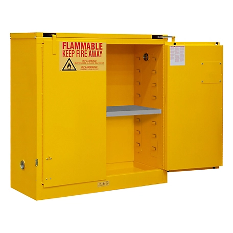 Durham MFG 30 gal. Flammable Safety Cabinet with Self-Closing Door and 1 Shelf, Yellow
