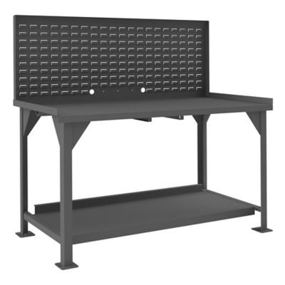 Durham MFG Heavy-Duty Workbench with Back/End Stops and Louvered Panel, 30 in. x 72 in. x 58 in.