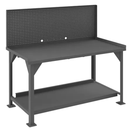 Durham MFG 30" x 72" x 58" Heavy Duty Workbench with Back/End Stops and Pegboard Work Benches