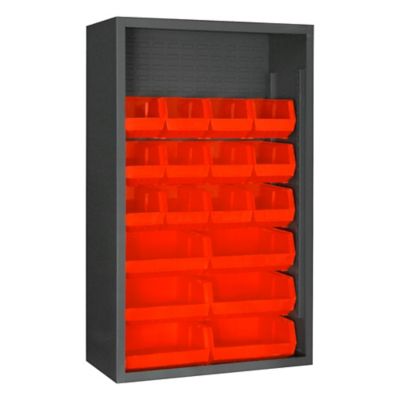 Durham MFG Enclosed Shelving, 18 Red Bins