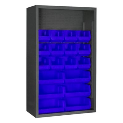 Durham MFG Enclosed Shelving, 18 Blue Bins