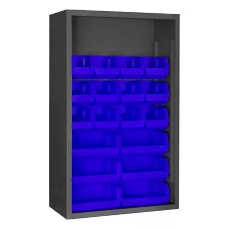 Durham MFG Closed Shelves 18 Blue Bins Bin Organizers