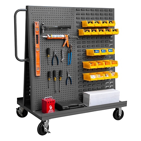 Durham MFG A-Frame Truck with Louvered Panels and Pegboard, 30 in. x 48 in., Gray