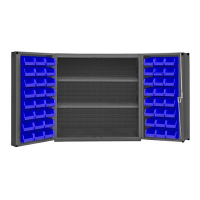 Durham MFG 14 Gauge Deep Door Cabinet, 36 in. x 24 in. x 36 in., 48 Blue Bins