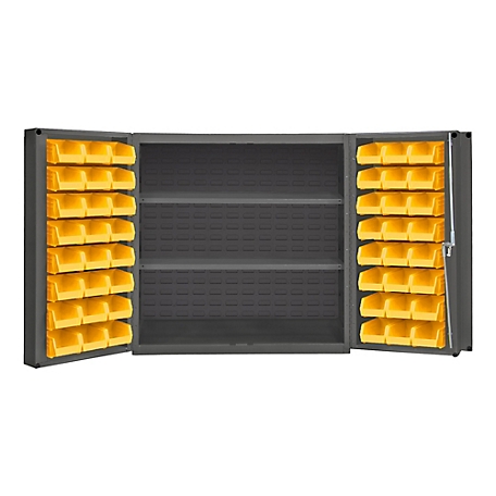 Durham MFG 14 Gauge Deep Door Cabinet, 36 in. x 24 in. x 36 in., 48 Yellow Bins